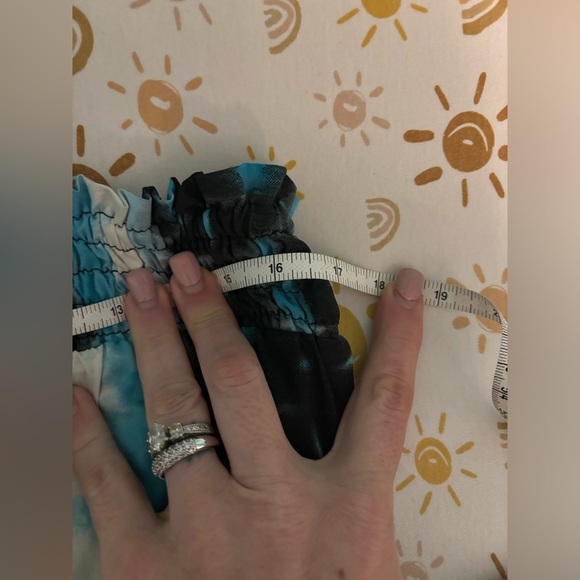 Lucy Diamonds Womens Polyester Aqua Black White Strapless Wide Leg Jumpsuit Sz L - Picture 6 of 10